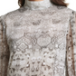 Calvin Klein Women's Printed Mock Neck Top Grey Size Large