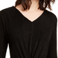 Alfani Women's Metallic Striped Knot Front Top Black Size S