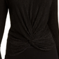 Alfani Women's Metallic Striped Knot Front Top Black Size S