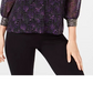 Alfani Women's Petite Printed Embellished-Neck Top Black Size Petite Small