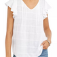Style & Co Cotton Plaid Flutter-Sleeve Top Blue Size Small