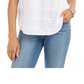 Style & Co Cotton Plaid Flutter-Sleeve Top Blue Size Small