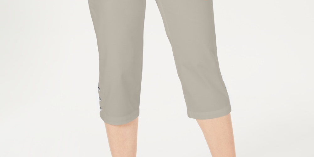 Karen Scott Women's Button-Hem Capri Pants Gray Size 12 Petite