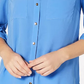 Charter Club Women's Solid Button Up Shirt Blue Size XL