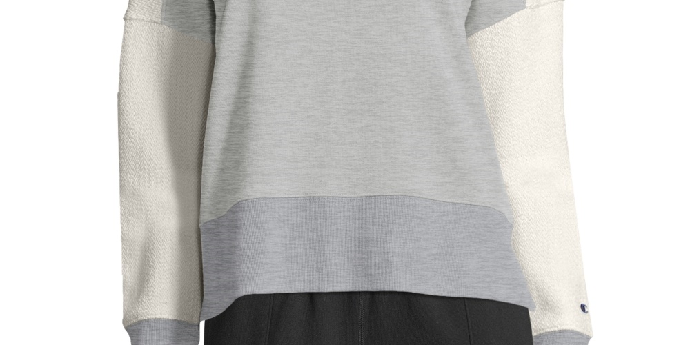 Champion Women's Heritage Cotton Mixed Texture Sweatshirt Gray Size X-Large