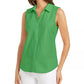 Charter Club Women's Cotton Pique Sleeveless Shirt Green Size 8