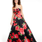 B Darlin Women's Strapless Floral Print Gown Red Size 9-10