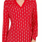 Charter Club Women's Printed Split-Neck Top Red Size X-Large