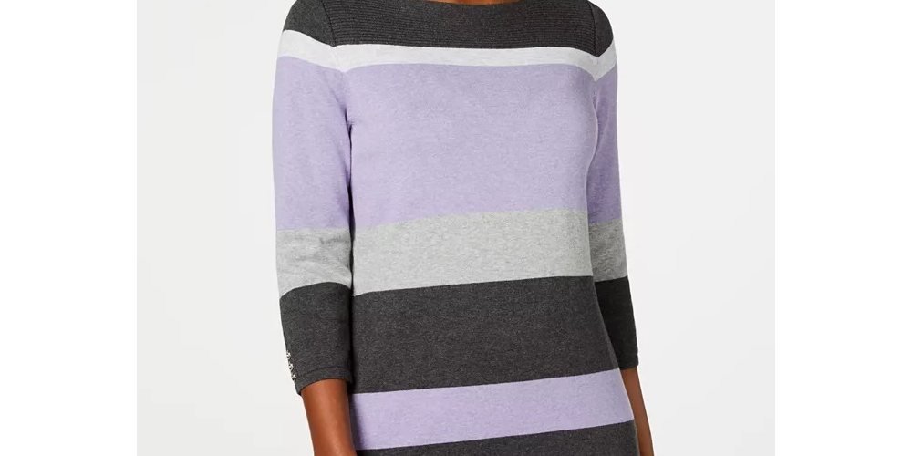 Karen Scott Women's Striped Boatneck Sweater Black Size XX-Large