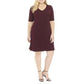 Connected Women's Short Sleeve V Neck Short Sheath Cocktail Dress Burgundy  Size 22W