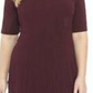 Connected Women's Short Sleeve V Neck Short Sheath Cocktail Dress Burgundy  Size 22W