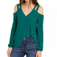 INC International Concepts Women's Cutout Cold-Shoulder Top Blue Size Medium