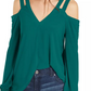 INC International Concepts Women's Cutout Cold-Shoulder Top Blue Size Medium