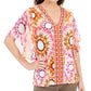 JM Collection Women's Printed Studded Top Pink Size X-Small