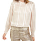 Alfani Women's Striped Mock-Neck Top Beige Size XX-Large