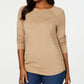 Karen Scott Women's Cotton Ribbed Sweater Brown Size S