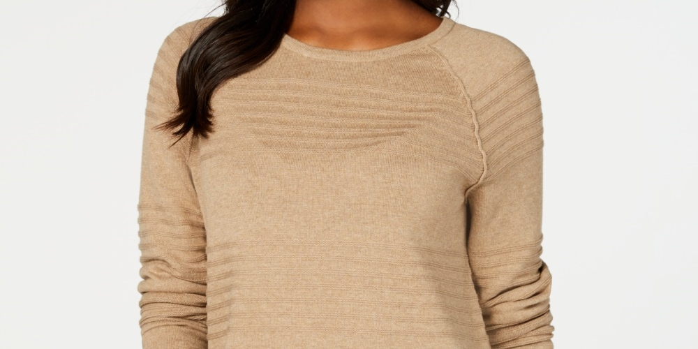Karen Scott Women's Cotton Ribbed Sweater Brown Size S