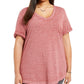 Style & Co Women's Plus Size Burnout T Shirt Red Size 0X