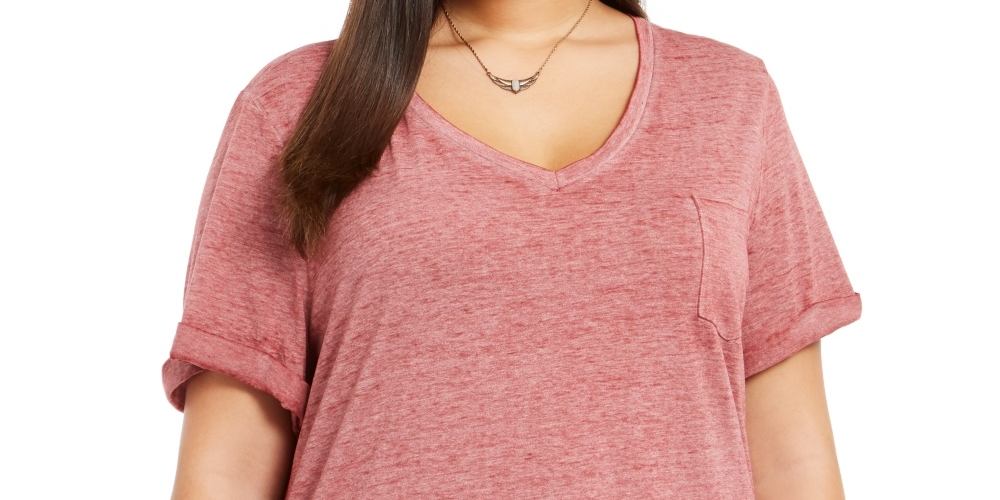 Style & Co Women's Plus Size Burnout T Shirt Red Size 0X