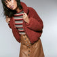 Kit & Sky Women's Sherpa Puffer Jacket Darkorange Size Medium