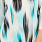 JM Collection Women's Printed Grommet-Neck Top Navy Size Large