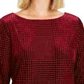 Charter Club Women's Flocked Boat Neck Top Red Size Petite Medium