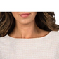 Anne Klein Women's Frayed Patterned Long Sleeve Jewel Neck Top White Size Large