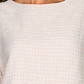 Anne Klein Women's Frayed Patterned Long Sleeve Jewel Neck Top White Size Large