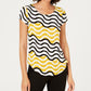 Alfani Women's Petite Printed Round-Hem T-Shirt Yellow Size S