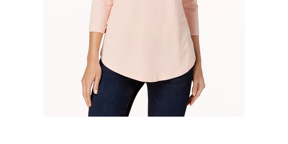 JM Collection Women's Petite Metallic-Print Top White Size Petite S/M