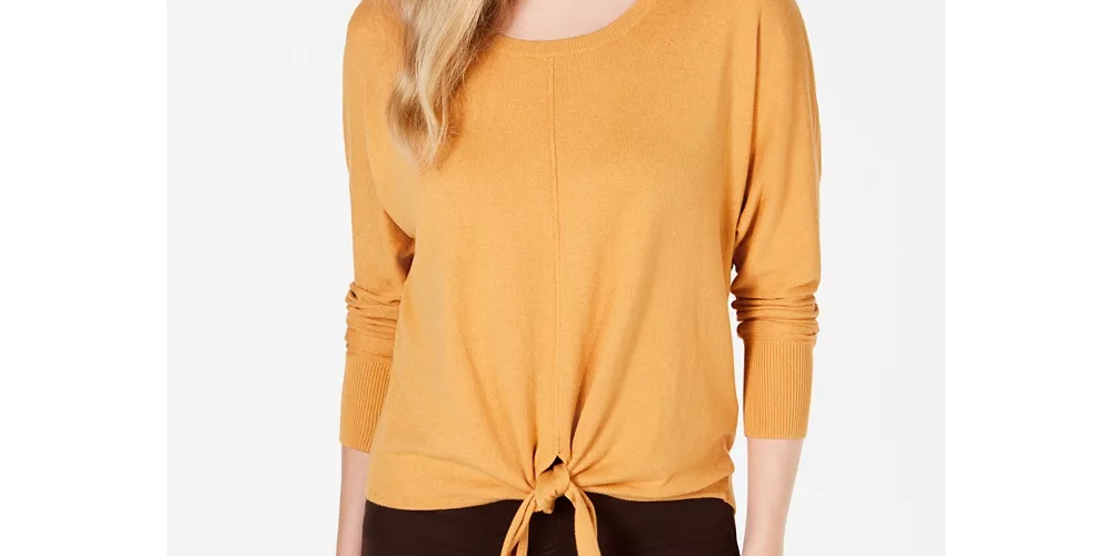 Style & Co Women's  Tie-Front Sweater Beige Size Small