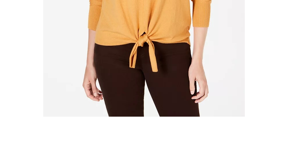 Style & Co Women's  Tie-Front Sweater Beige Size Small
