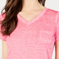 Style & Co Women's Burnout V Neck T Shirt Pink Size PM