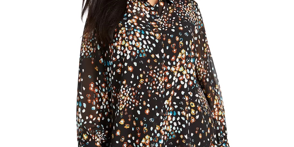 Alfani Women's Plus Size Printed Blouse Yellow Size 0X