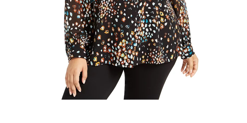 Alfani Women's Plus Size Printed Blouse Yellow Size 0X