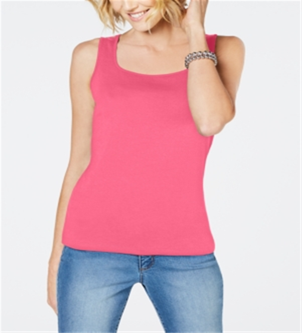 Karen Scott Women's Square Neck Tank Top Pink Size XS
