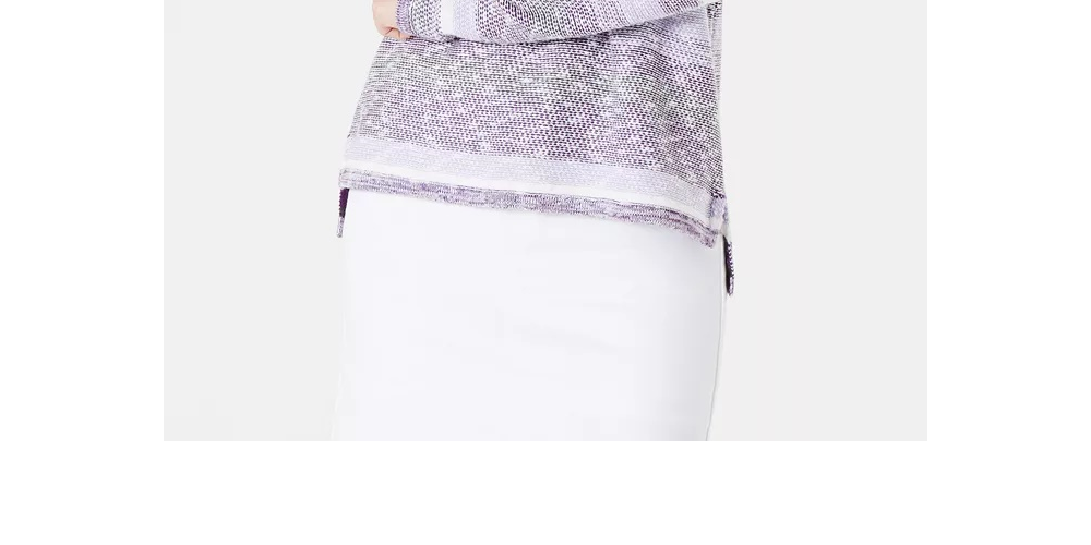 Style & Co Women's  Petite Striped Drop-Shoulder Sweater Purple Size PP