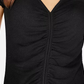 Ultra Flirt Junior's Cinched Front Waffle Knit Top Black Size X-Large