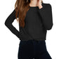 Pink Rose Junior's Twisted Waffle Knit Top Black Size Small