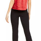 INC International Concepts Women's Heart Print Bow Top Red Size Small