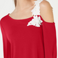 Alfani Women's One Shoulder Applique Top Red Size PL
