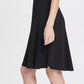 DKNY Women's Colorblock Tulip Sleeve Fit Flare Dress Black/White Size 12