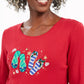 Karen Scott Women's Winter Flip Flops Cotton Top Red Size PL