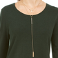 Style & Co Women's Lace TrimLong Sleeve Top  Green Size PXL