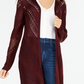 Hooked Up By IOT Juniors' Pointelle Open-Front Duster Cardigan Red Size Small