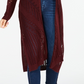 Hooked Up By IOT Juniors' Pointelle Open-Front Duster Cardigan Red Size Small