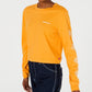 Dickies Women's Cotton Long Sleeve Logo Detail T Shirt Yellow Size Medium
