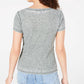 Crave Fame Juniors' Button-Front Waffle T-Shirt Green Size Large