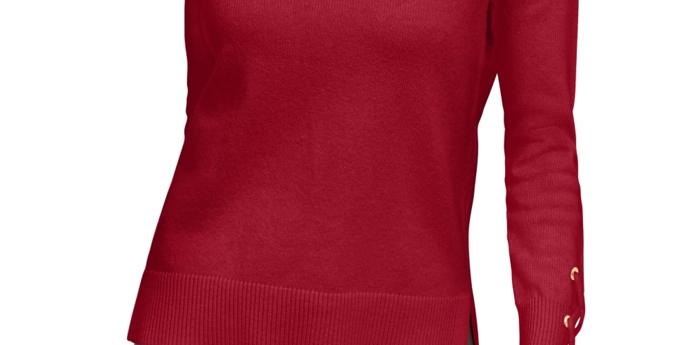 Michael Kors Women's Long Sleeve Crew Neck Sweater Red Size Medium