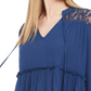 Gypsies & Moondust Juniors' Lace-Shoulder Top Navy Size X Small